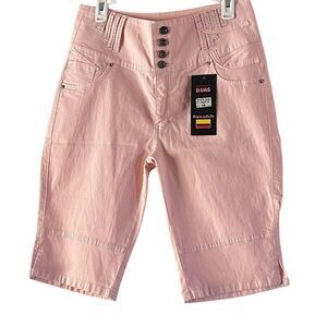 Divas Pink High-Waisted‎ Capri Pants Button Fly Casual Summer Shorts Size 13